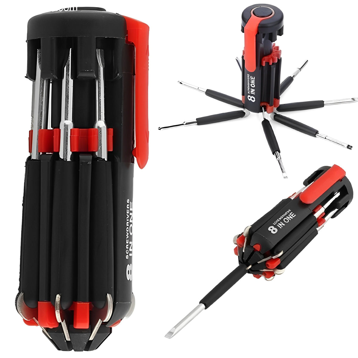 Compact 8 In 1 Multi Screwdriver Tool Set With 6 LED Torch